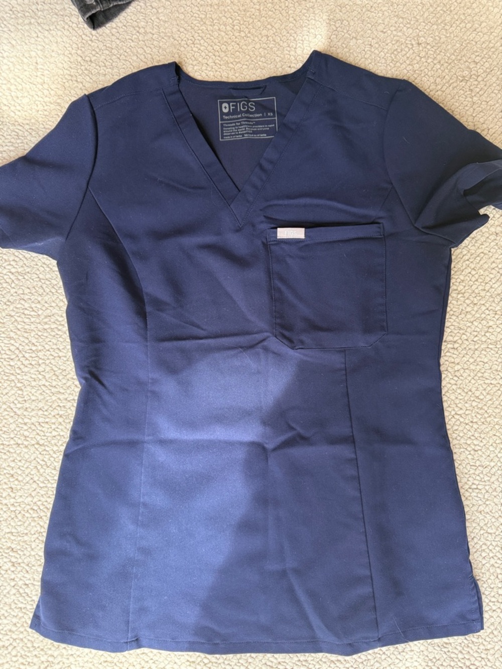FIGS Women's Navy V-Neck Scrub Top with Chest Pocket